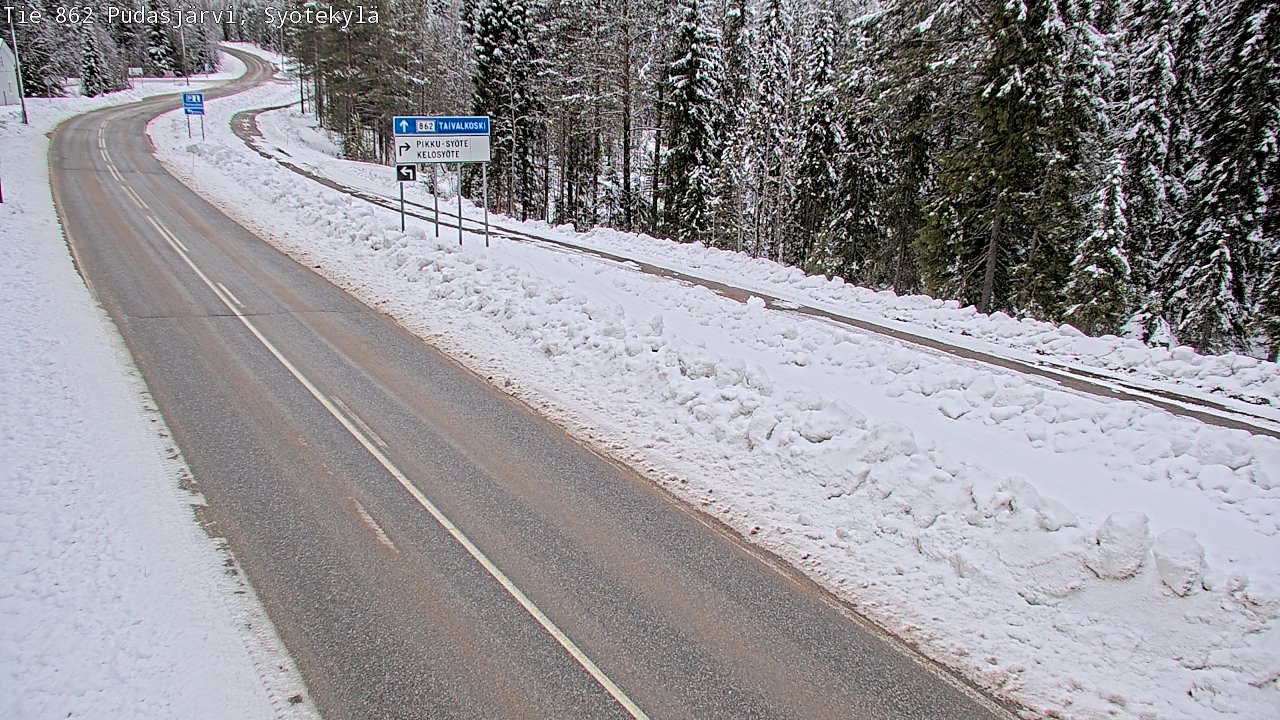 Weather Camera Image Road 862 Pudasjärvi, Syötekylä, Pudasjärvi, Pohjois-Pohjanmaa