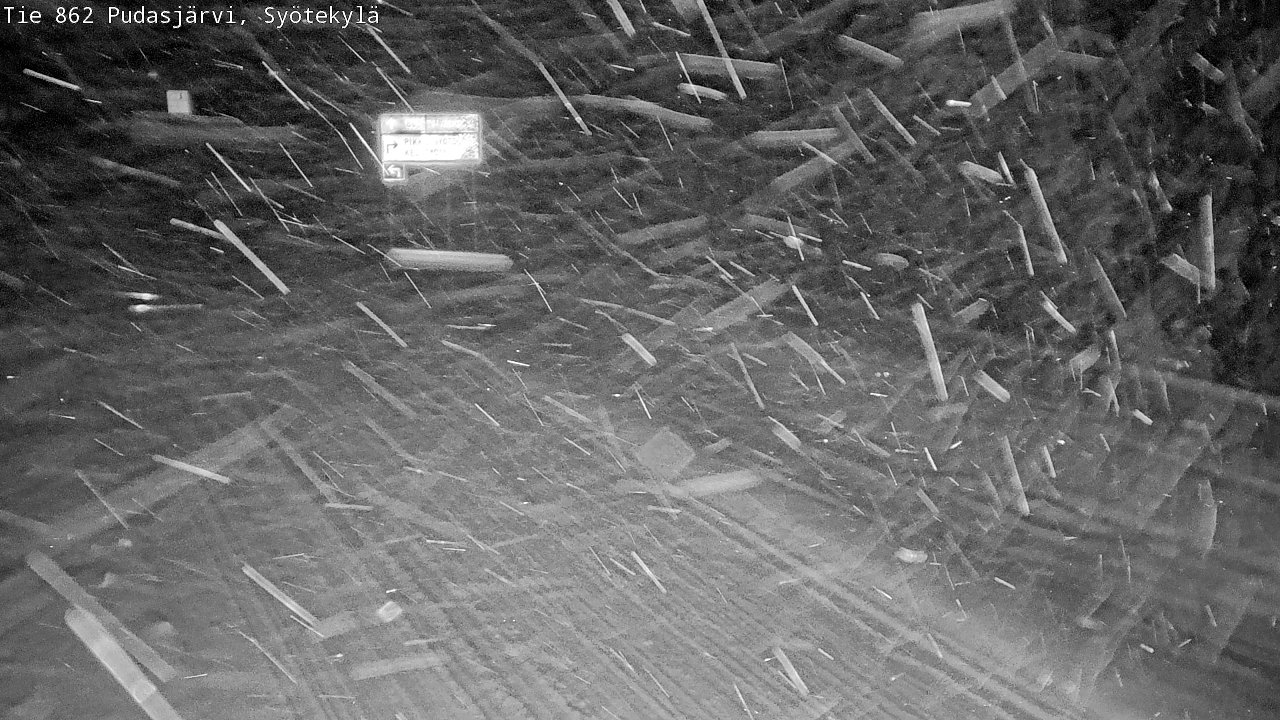 Weather Camera Image Väg 862 Pudasjärvi, Syötekylä, Pudasjärvi, Pohjois-Pohjanmaa