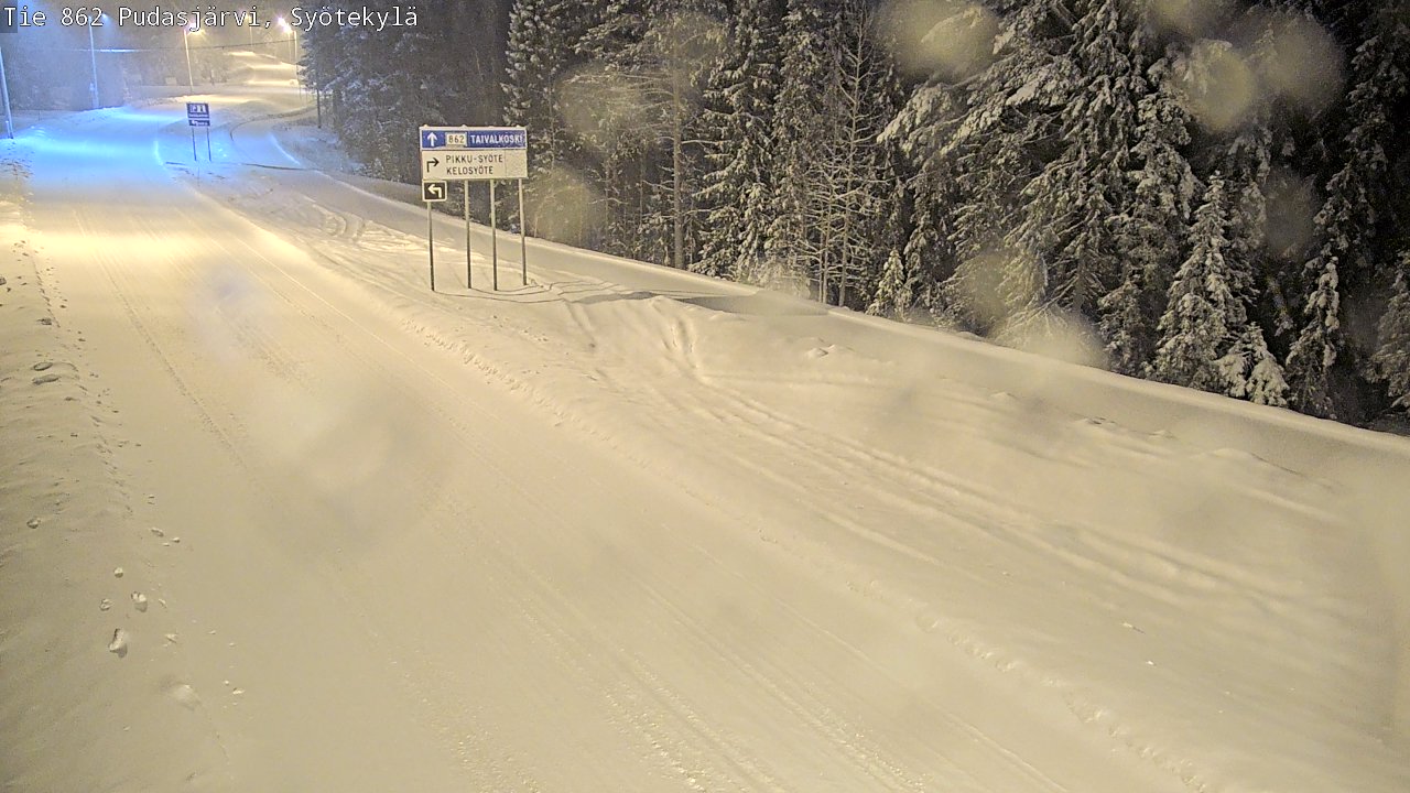 Weather Camera Image Road 862 Pudasjärvi, Syötekylä, Pudasjärvi, Pohjois-Pohjanmaa