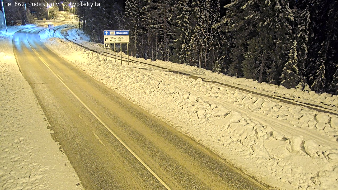 Weather Camera Image Road 862 Pudasjärvi, Syötekylä, Pudasjärvi, Pohjois-Pohjanmaa