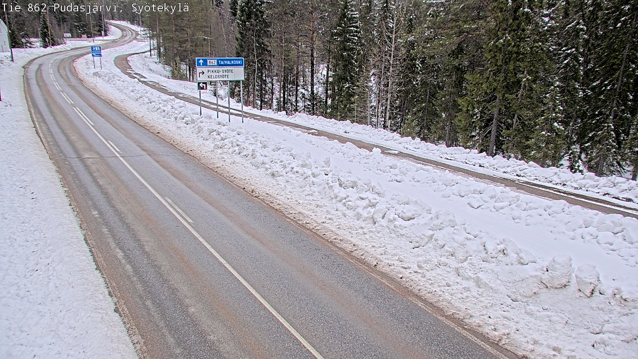Weather Camera Image Road 862 Pudasjärvi, Syötekylä, Pudasjärvi, Pohjois-Pohjanmaa