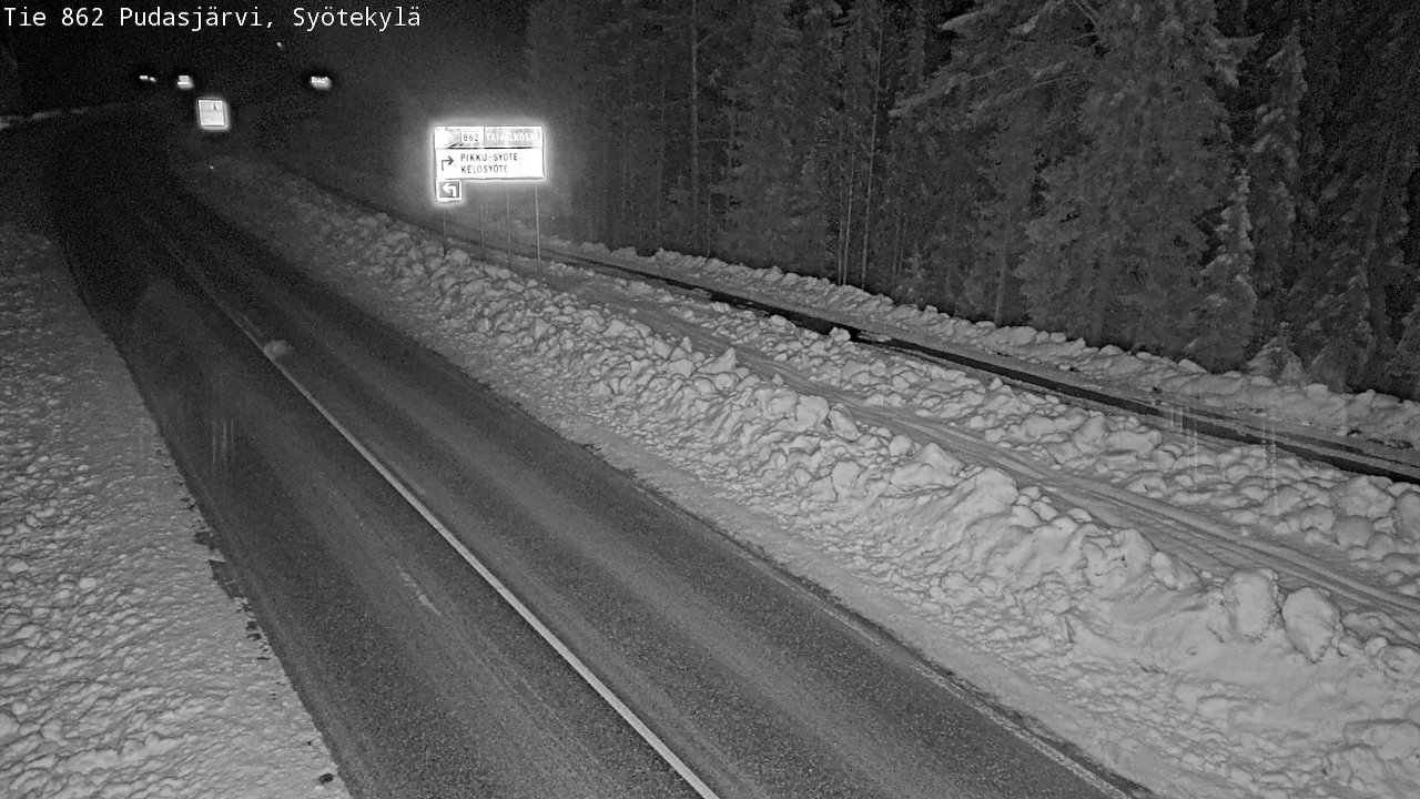 Weather Camera Image Road 862 Pudasjärvi, Syötekylä, Pudasjärvi, Pohjois-Pohjanmaa