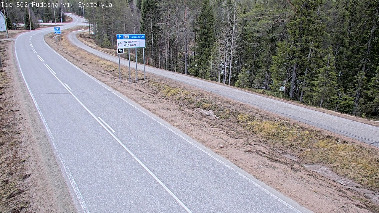 Weather Camera Image Väg 862 Pudasjärvi, Syötekylä, Pudasjärvi, Pohjois-Pohjanmaa