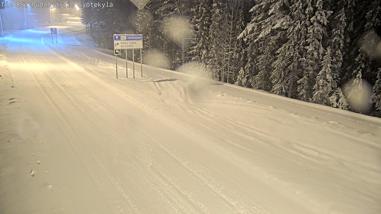 Weather Camera Image Road 862 Pudasjärvi, Syötekylä, Pudasjärvi, Pohjois-Pohjanmaa