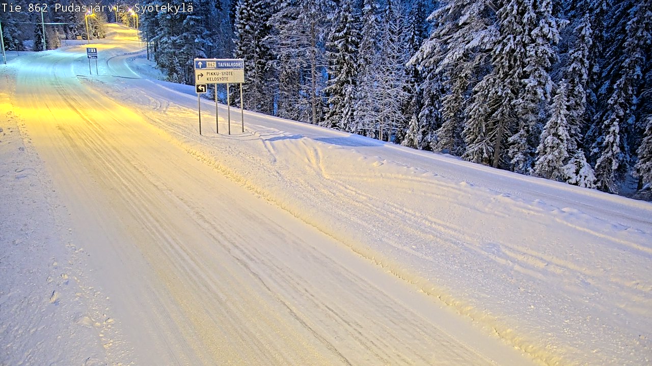 Weather Camera Image Road 862 Pudasjärvi, Syötekylä, Pudasjärvi, Pohjois-Pohjanmaa