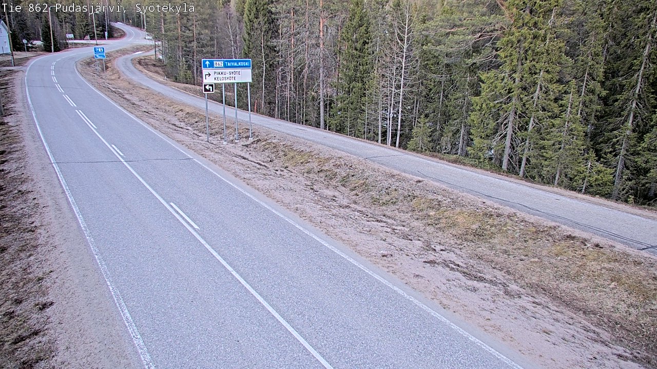 Weather Camera Image Väg 862 Pudasjärvi, Syötekylä, Pudasjärvi, Pohjois-Pohjanmaa