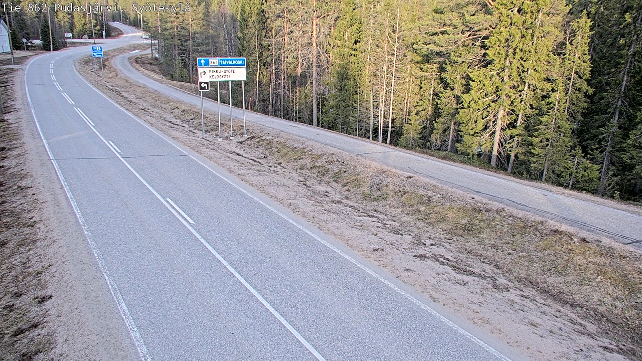 Weather Camera Image Väg 862 Pudasjärvi, Syötekylä, Pudasjärvi, Pohjois-Pohjanmaa