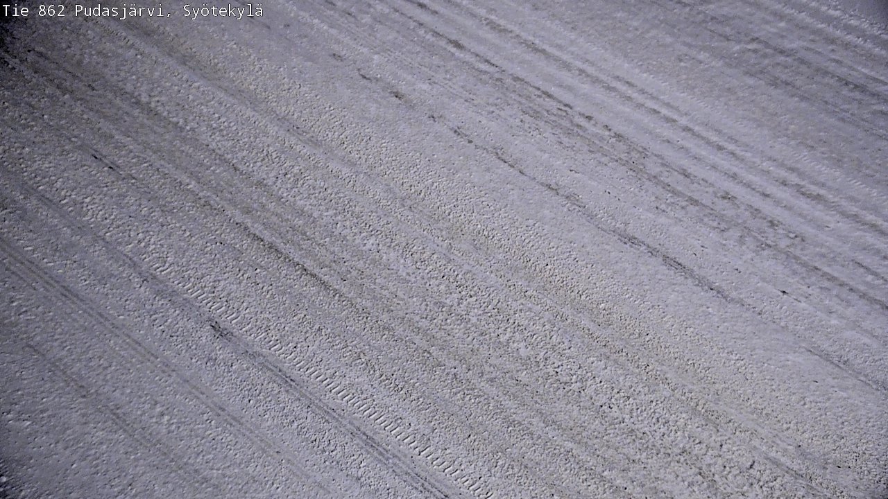 Weather Camera Image Väg 862 Pudasjärvi, Syötekylä, Pudasjärvi, Pohjois-Pohjanmaa