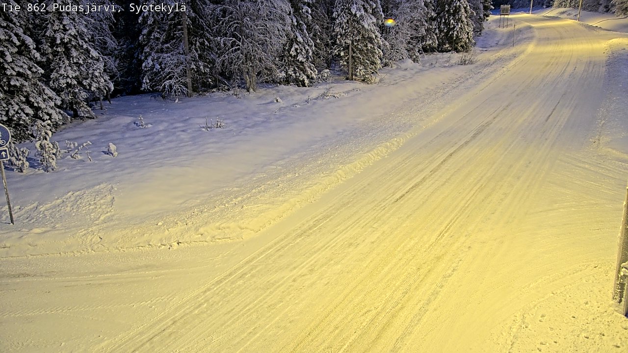 Weather Camera Image Väg 862 Pudasjärvi, Syötekylä, Pudasjärvi, Pohjois-Pohjanmaa
