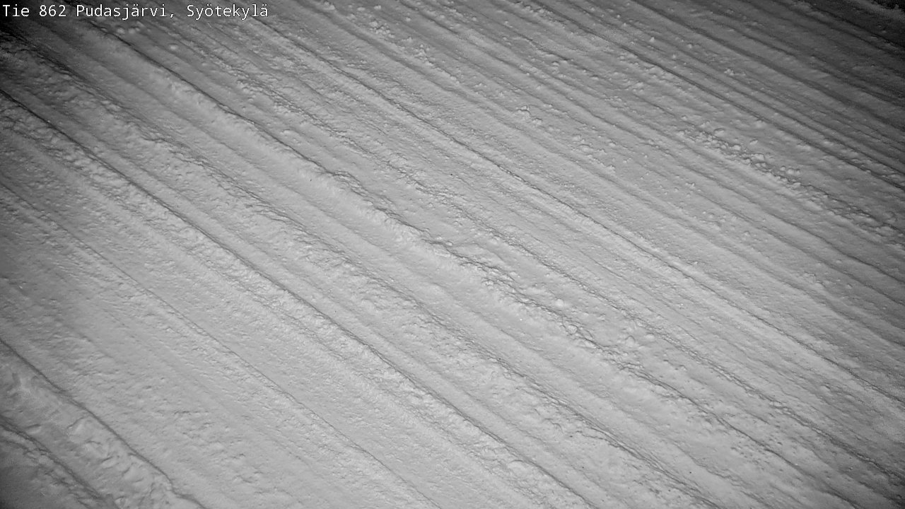 Weather Camera Image Väg 862 Pudasjärvi, Syötekylä, Pudasjärvi, Pohjois-Pohjanmaa