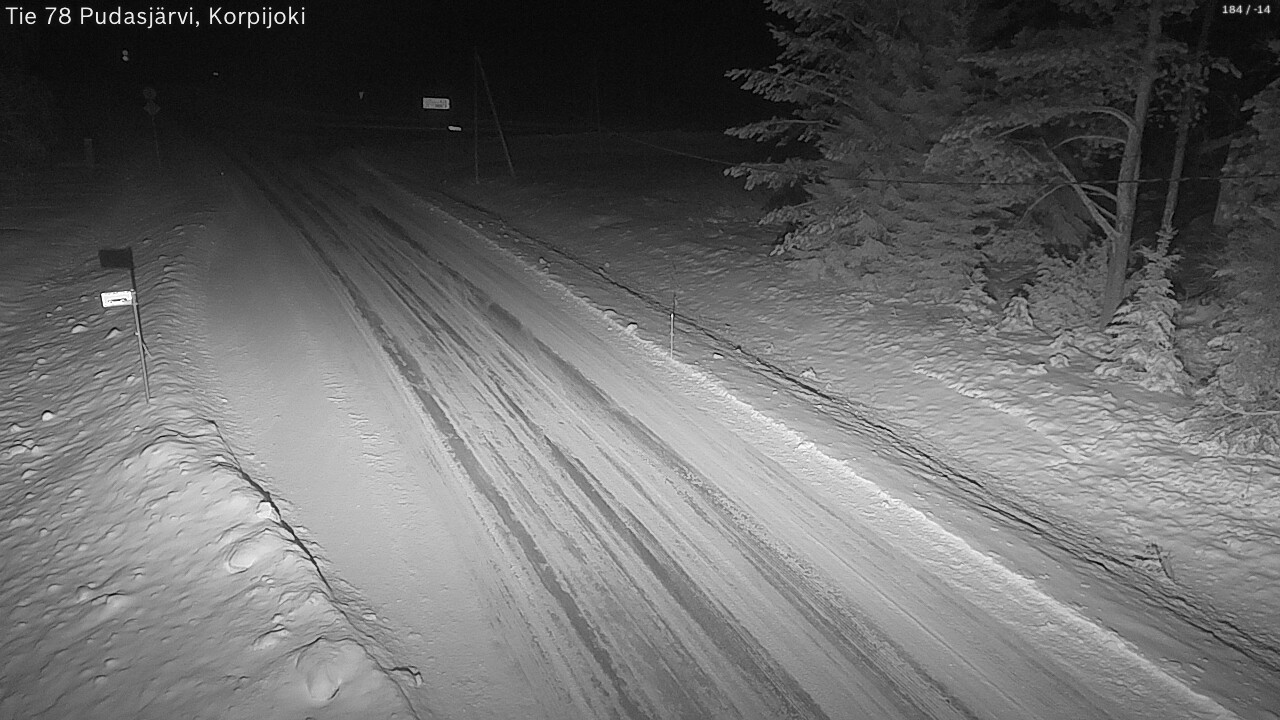 Weather Camera Image Road 78 Pudasjärvi, Korpijoki, Pudasjärvi, Pohjois-Pohjanmaa