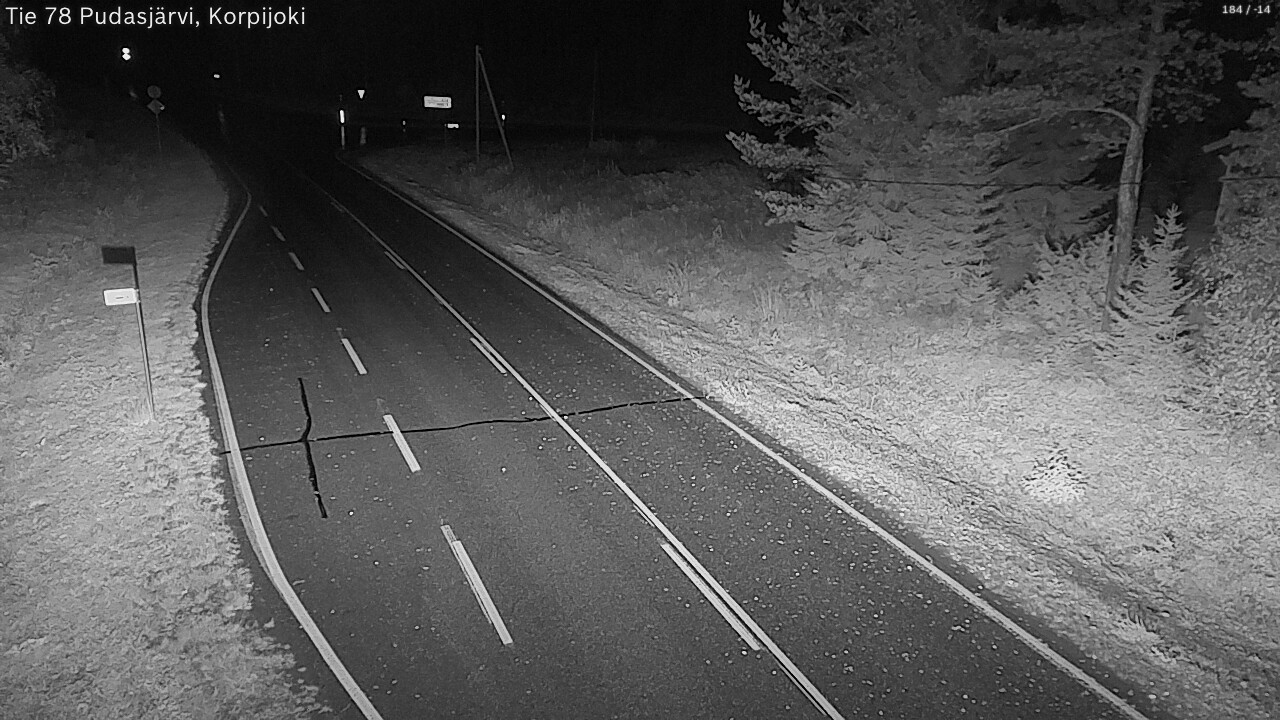 Weather Camera Image Road 78 Pudasjärvi, Korpijoki, Pudasjärvi, Pohjois-Pohjanmaa