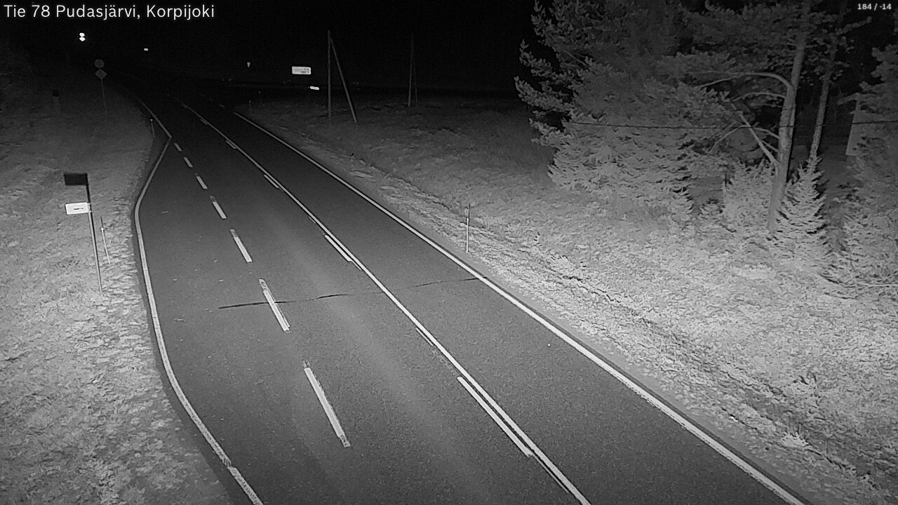 Weather Camera Image Road 78 Pudasjärvi, Korpijoki, Pudasjärvi, Pohjois-Pohjanmaa