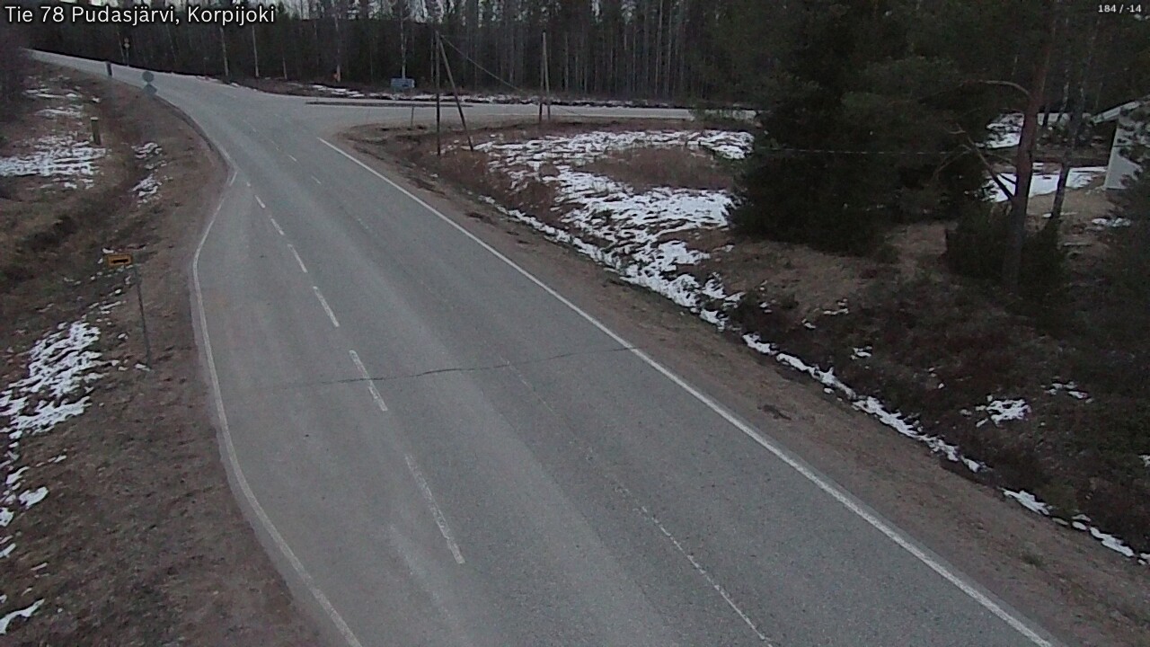 Weather Camera Image Väg 78 Pudasjärvi, Korpijoki, Pudasjärvi, Pohjois-Pohjanmaa