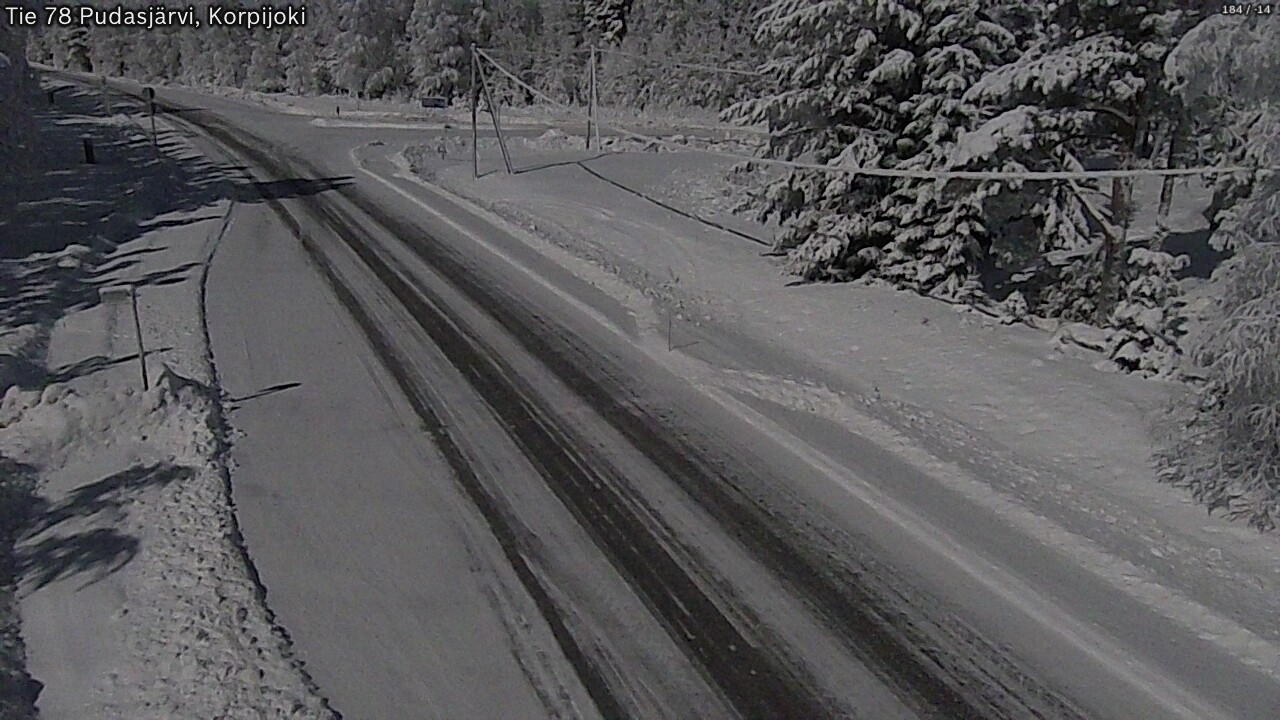 Weather Camera Image Väg 78 Pudasjärvi, Korpijoki, Pudasjärvi, Pohjois-Pohjanmaa
