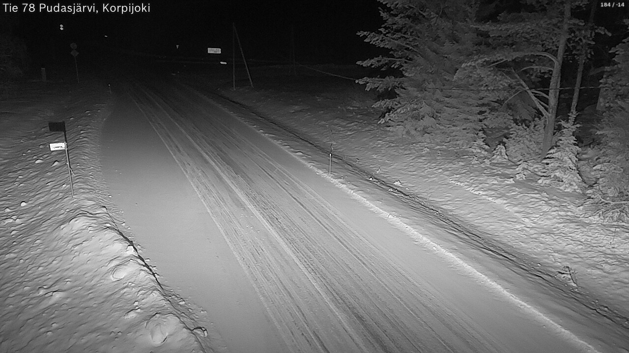 Weather Camera Image Road 78 Pudasjärvi, Korpijoki, Pudasjärvi, Pohjois-Pohjanmaa