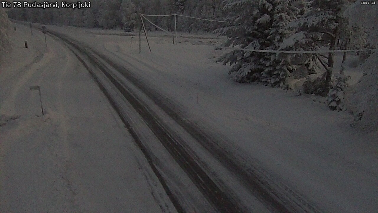 Weather Camera Image Väg 78 Pudasjärvi, Korpijoki, Pudasjärvi, Pohjois-Pohjanmaa