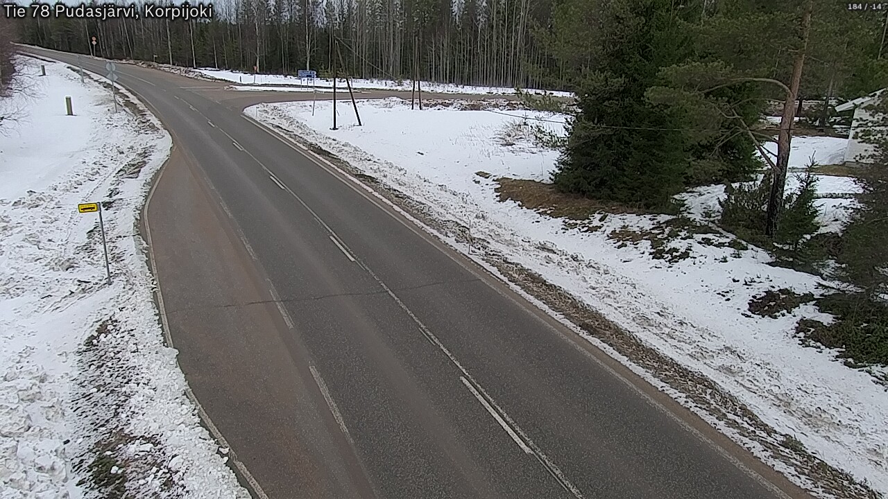 Weather Camera Image Väg 78 Pudasjärvi, Korpijoki, Pudasjärvi, Pohjois-Pohjanmaa