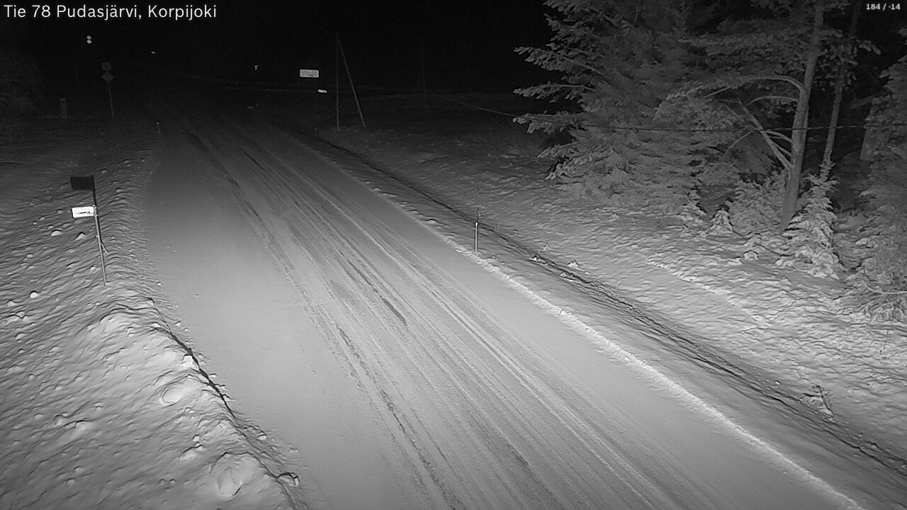 Weather Camera Image Road 78 Pudasjärvi, Korpijoki, Pudasjärvi, Pohjois-Pohjanmaa