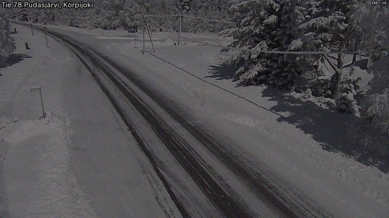 Weather Camera Image Väg 78 Pudasjärvi, Korpijoki, Pudasjärvi, Pohjois-Pohjanmaa