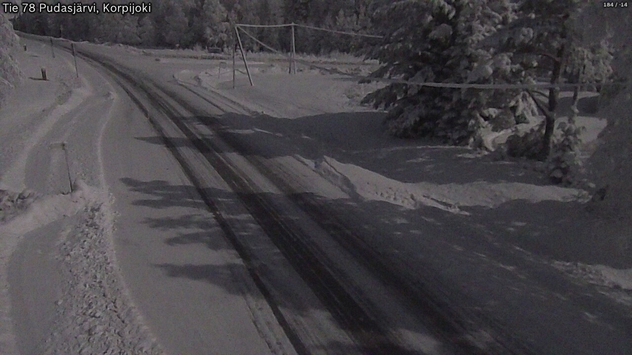 Weather Camera Image Väg 78 Pudasjärvi, Korpijoki, Pudasjärvi, Pohjois-Pohjanmaa