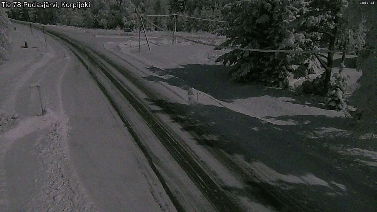 Weather Camera Image Väg 78 Pudasjärvi, Korpijoki, Pudasjärvi, Pohjois-Pohjanmaa