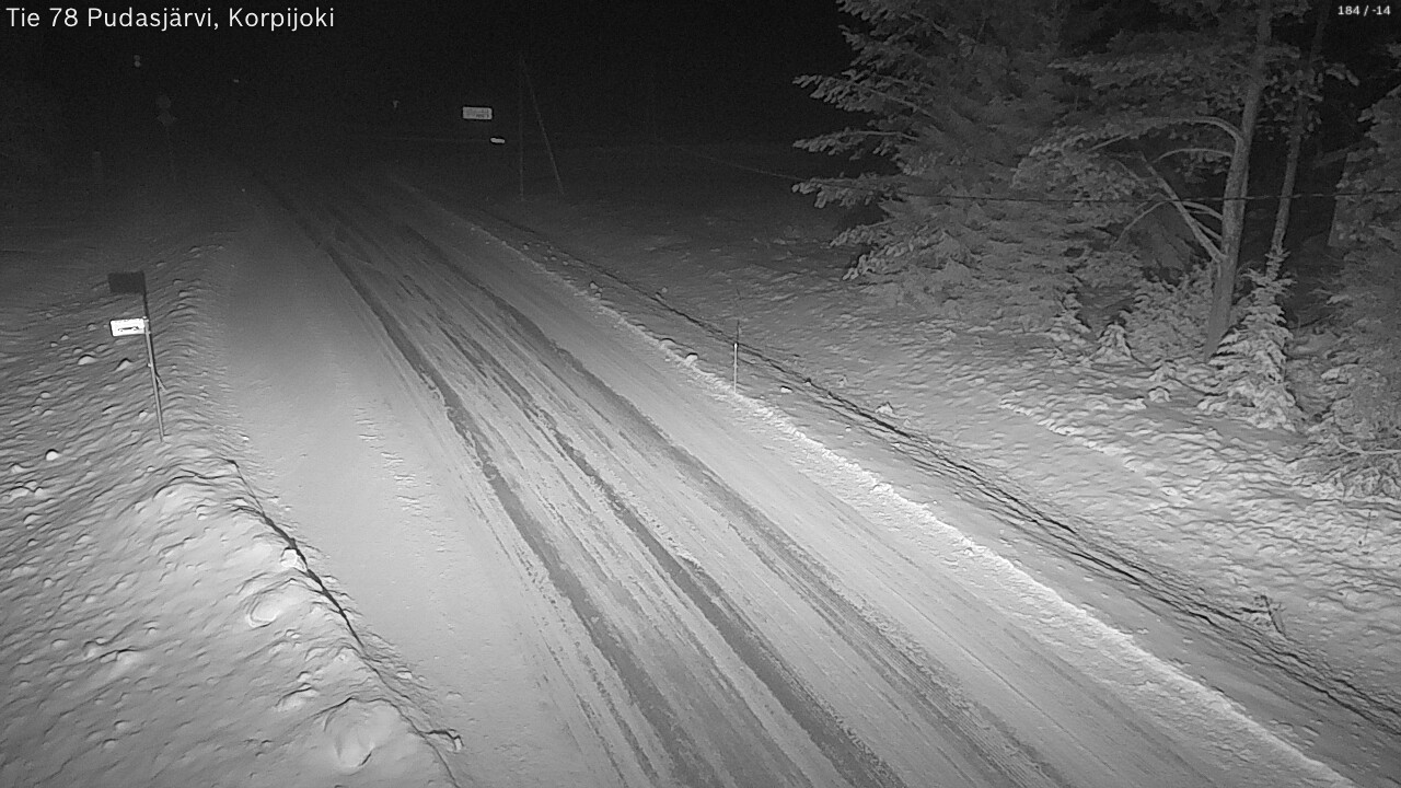 Weather Camera Image Road 78 Pudasjärvi, Korpijoki, Pudasjärvi, Pohjois-Pohjanmaa