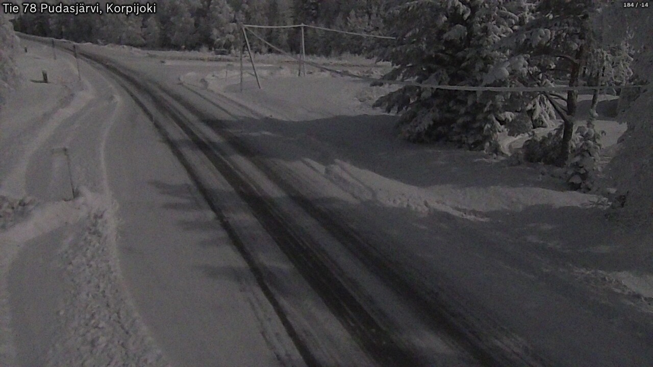Weather Camera Image Väg 78 Pudasjärvi, Korpijoki, Pudasjärvi, Pohjois-Pohjanmaa