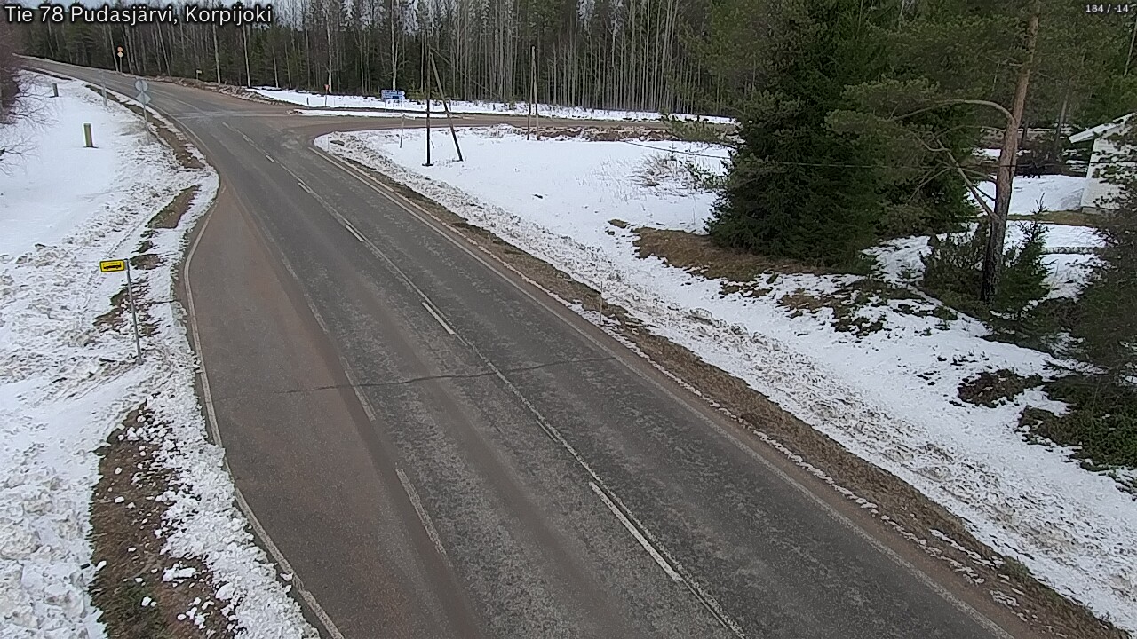 Weather Camera Image Väg 78 Pudasjärvi, Korpijoki, Pudasjärvi, Pohjois-Pohjanmaa