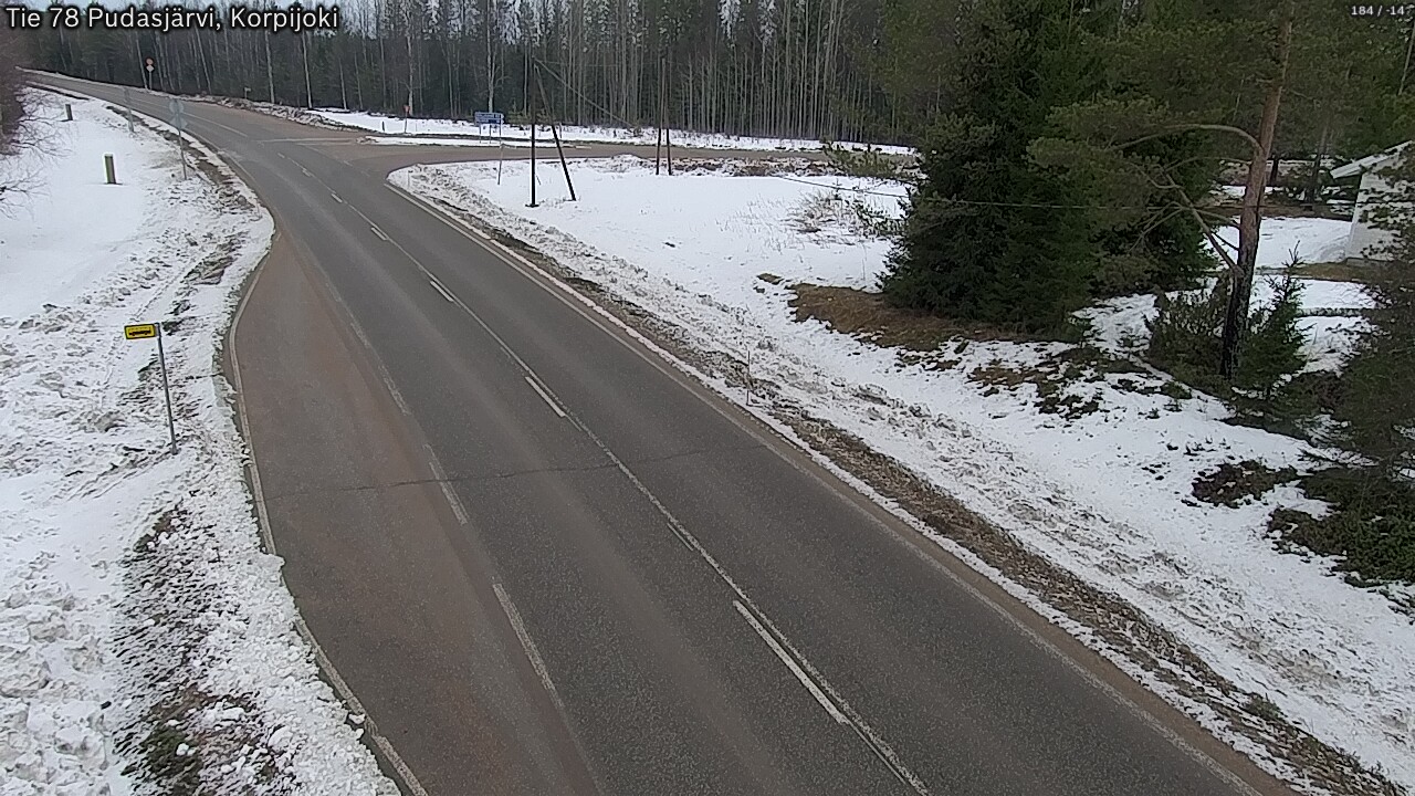 Weather Camera Image Väg 78 Pudasjärvi, Korpijoki, Pudasjärvi, Pohjois-Pohjanmaa