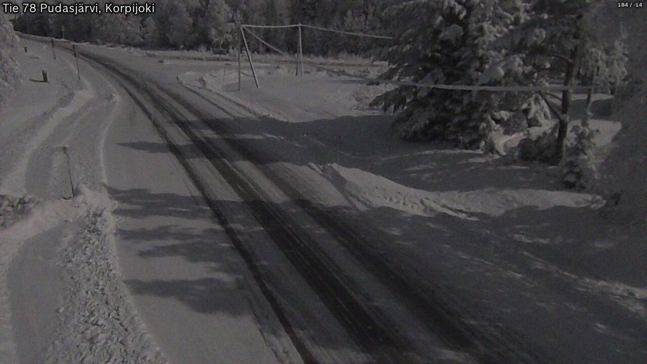 Weather Camera Image Väg 78 Pudasjärvi, Korpijoki, Pudasjärvi, Pohjois-Pohjanmaa