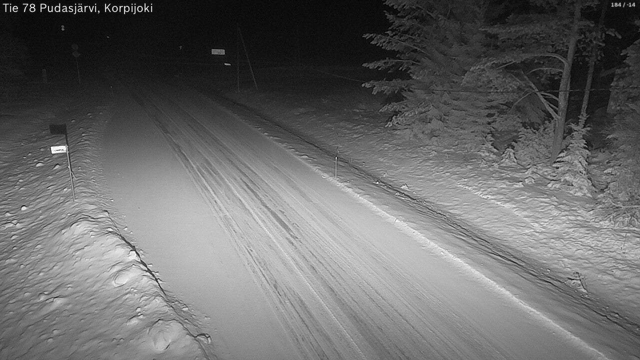 Weather Camera Image Road 78 Pudasjärvi, Korpijoki, Pudasjärvi, Pohjois-Pohjanmaa