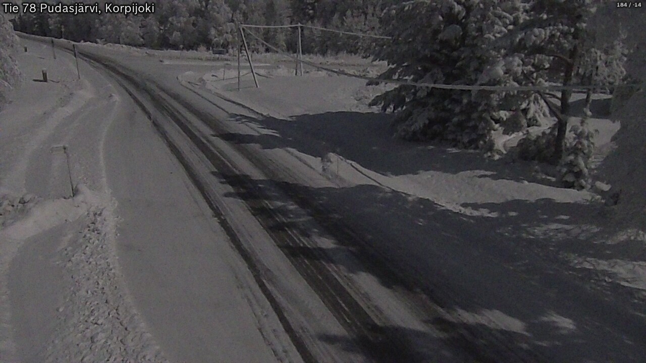Weather Camera Image Väg 78 Pudasjärvi, Korpijoki, Pudasjärvi, Pohjois-Pohjanmaa
