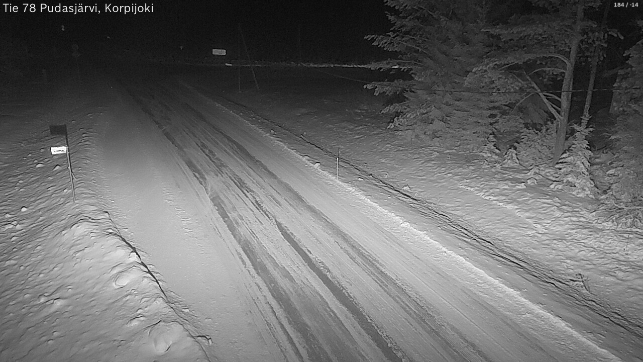 Weather Camera Image Road 78 Pudasjärvi, Korpijoki, Pudasjärvi, Pohjois-Pohjanmaa