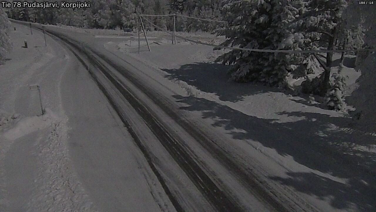 Weather Camera Image Väg 78 Pudasjärvi, Korpijoki, Pudasjärvi, Pohjois-Pohjanmaa