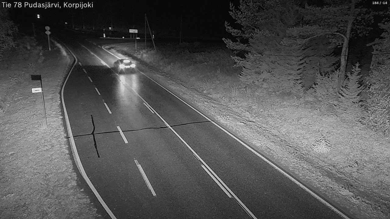 Weather Camera Image Road 78 Pudasjärvi, Korpijoki, Pudasjärvi, Pohjois-Pohjanmaa