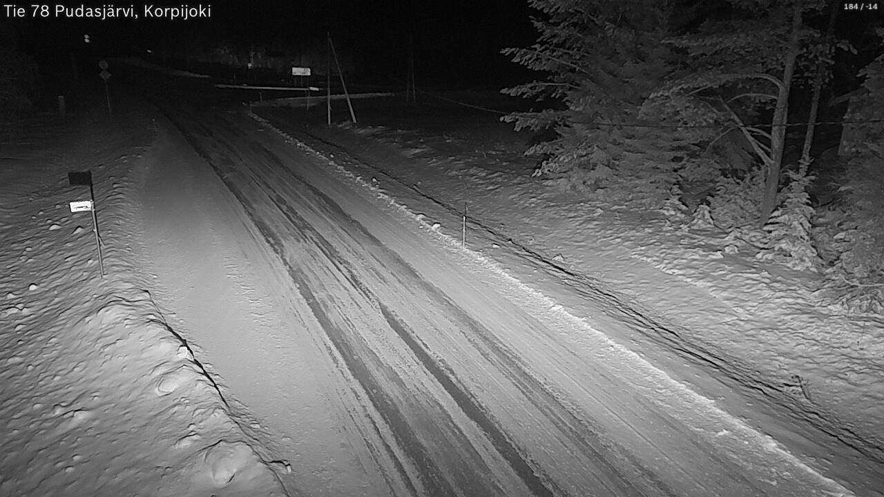 Weather Camera Image Road 78 Pudasjärvi, Korpijoki, Pudasjärvi, Pohjois-Pohjanmaa