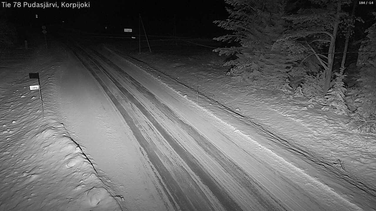 Weather Camera Image Road 78 Pudasjärvi, Korpijoki, Pudasjärvi, Pohjois-Pohjanmaa