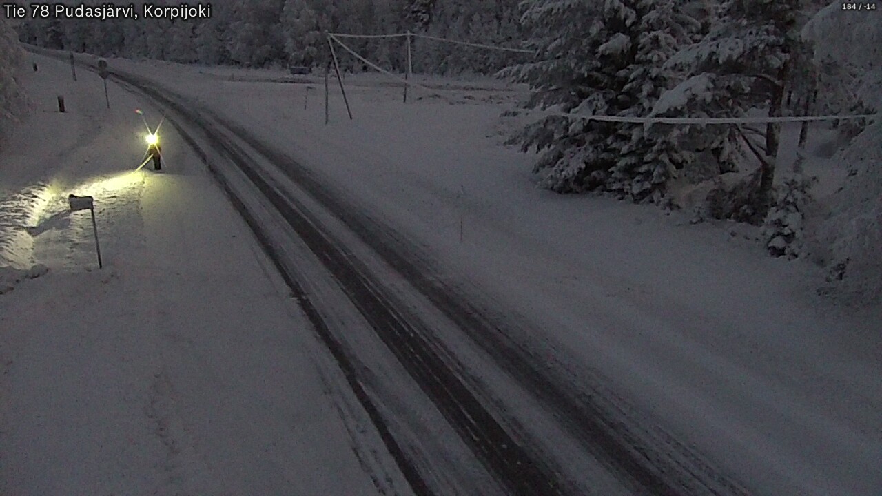 Weather Camera Image Väg 78 Pudasjärvi, Korpijoki, Pudasjärvi, Pohjois-Pohjanmaa