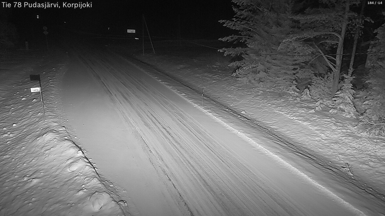 Weather Camera Image Road 78 Pudasjärvi, Korpijoki, Pudasjärvi, Pohjois-Pohjanmaa