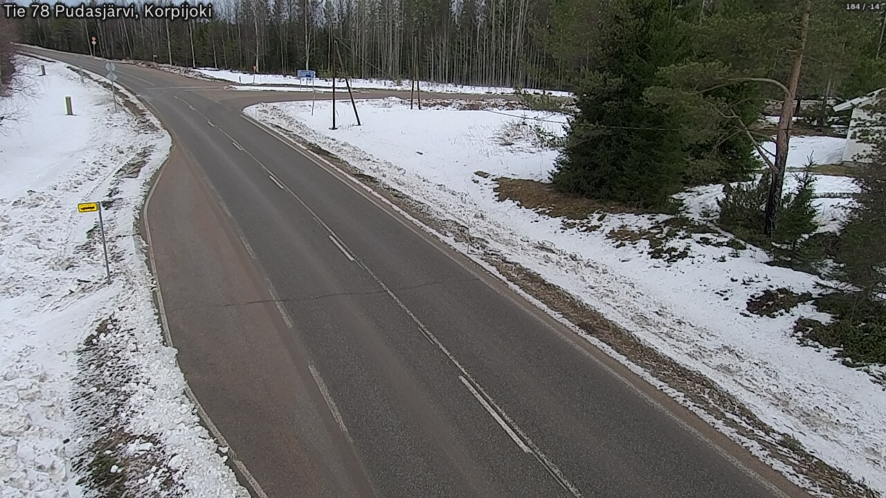 Weather Camera Image Väg 78 Pudasjärvi, Korpijoki, Pudasjärvi, Pohjois-Pohjanmaa