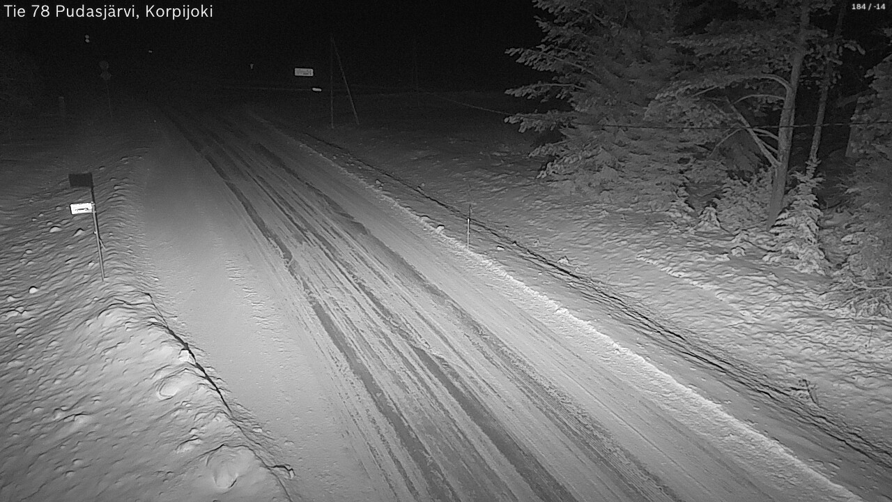 Weather Camera Image Road 78 Pudasjärvi, Korpijoki, Pudasjärvi, Pohjois-Pohjanmaa