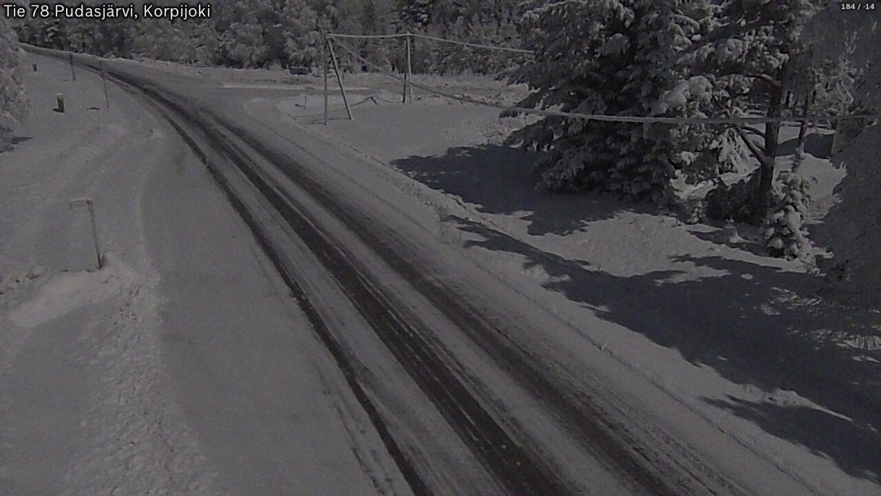Weather Camera Image Väg 78 Pudasjärvi, Korpijoki, Pudasjärvi, Pohjois-Pohjanmaa