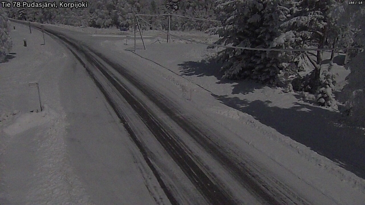 Weather Camera Image Väg 78 Pudasjärvi, Korpijoki, Pudasjärvi, Pohjois-Pohjanmaa