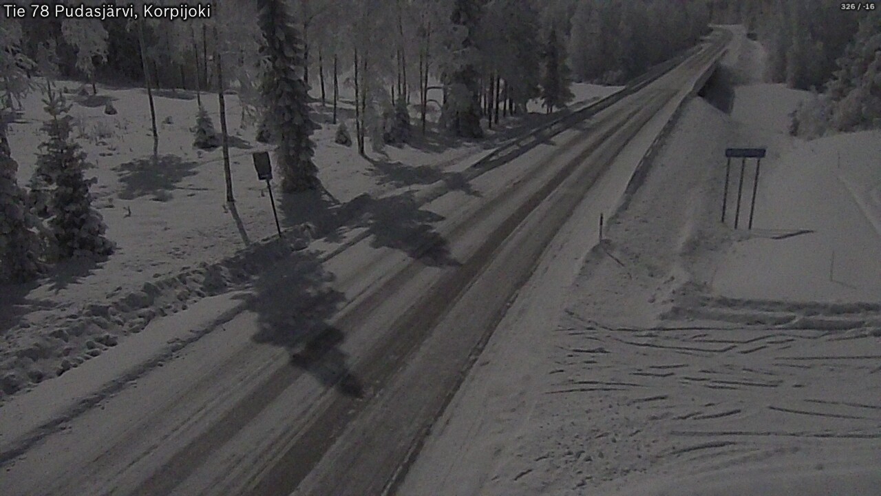 Weather Camera Image Väg 78 Pudasjärvi, Korpijoki, Pudasjärvi, Pohjois-Pohjanmaa