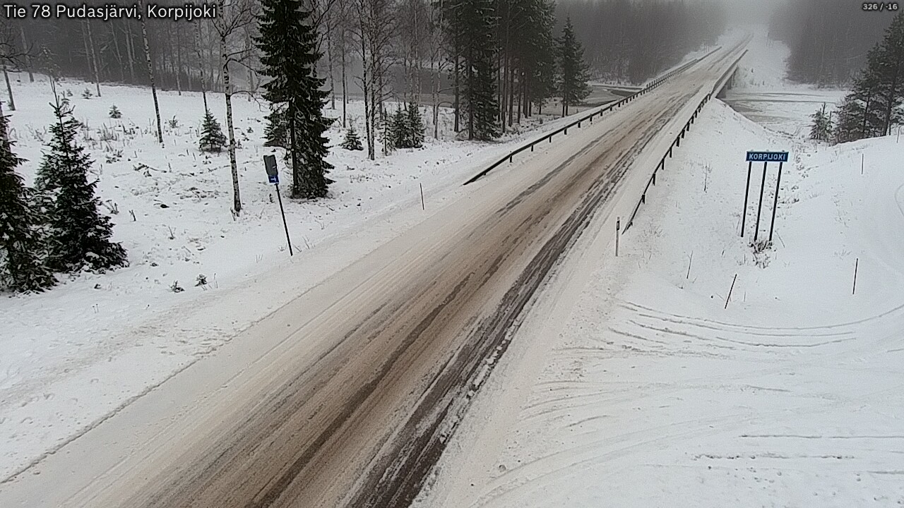 Weather Camera Image Road 78 Pudasjärvi, Korpijoki, Pudasjärvi, Pohjois-Pohjanmaa