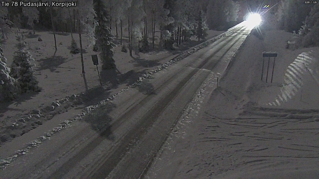 Weather Camera Image Väg 78 Pudasjärvi, Korpijoki, Pudasjärvi, Pohjois-Pohjanmaa