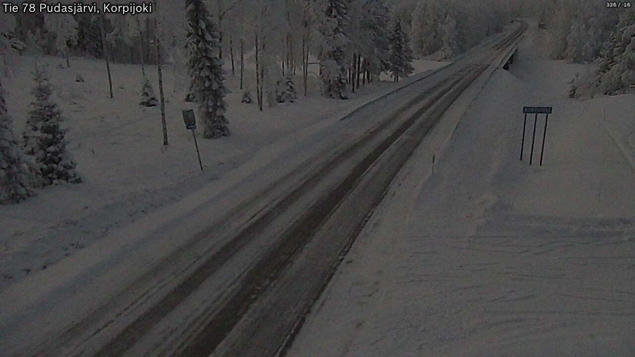 Weather Camera Image Road 78 Pudasjärvi, Korpijoki, Pudasjärvi, Pohjois-Pohjanmaa