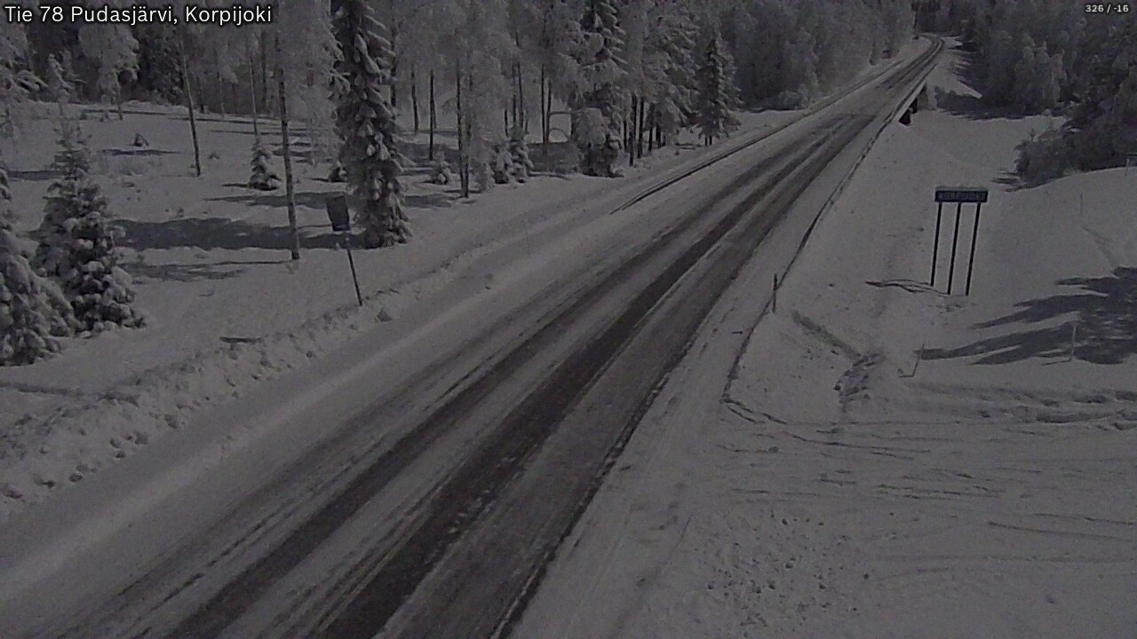 Weather Camera Image Väg 78 Pudasjärvi, Korpijoki, Pudasjärvi, Pohjois-Pohjanmaa