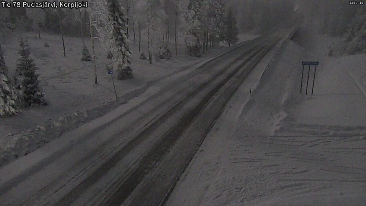 Weather Camera Image Road 78 Pudasjärvi, Korpijoki, Pudasjärvi, Pohjois-Pohjanmaa
